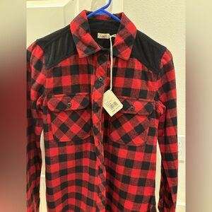 Brand new with tags: Faherty Daly Flannel Size XS, buffalo plaid, elbow patches